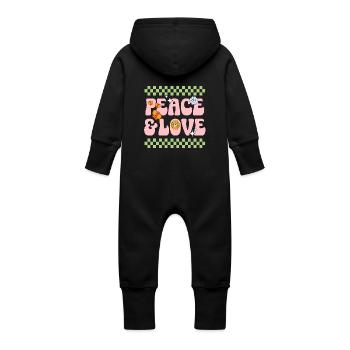 Summer Vibes Lake Nature Flora Art Flowers Sea - Baby Organic Sweat Overalls With Hood - black - Back