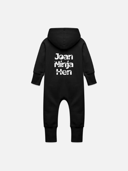 Joan Ninja Hen - Baby Bio Sweat Overall mit Kapuze - Schwarz