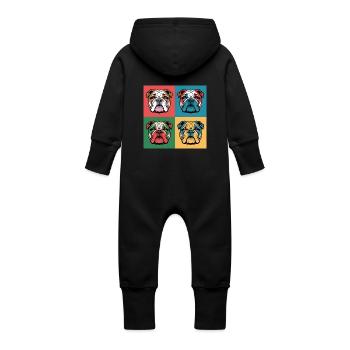 Un bulldog avec un style pop art - Grenouillère à capuche bio en molleton Bébé - noir - Dos