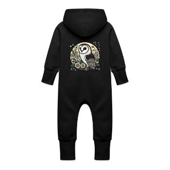 Vintage Schleiereule - Baby Bio Sweat Overall mit Kapuze - Schwarz - Hinten