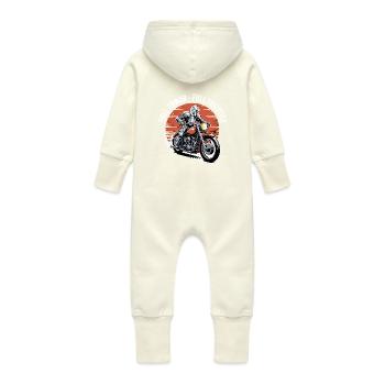 Full Armor Full Throttle Christian Biker - Baby Organic Sweat Overalls With Hood - vanilla - Back