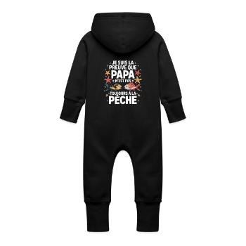 Papa Pêche Pêcheur Bébé Nourrisson Naissance - Grenouillère à capuche bio en molleton Bébé - noir - Dos