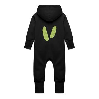 Striped Zucchini - Baby Organic Sweat Overalls With Hood - vanilla - Back
