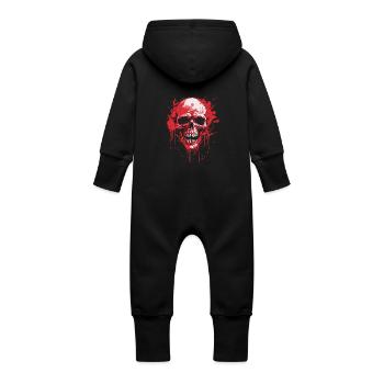 Crâne - Grenouillère à capuche bio en molleton Bébé - noir - Dos