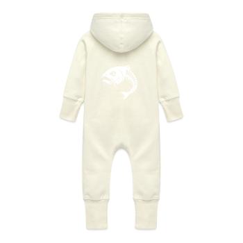 Fischgrate Sauer - Baby Bio Sweat Overall mit Kapuze - Vanille-Milchshake - Hinten