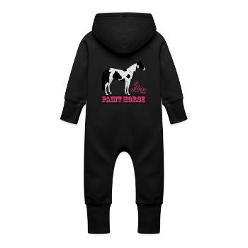 I love my paint horse - Grenouillère à capuche bio en molleton Bébé - noir - Dos