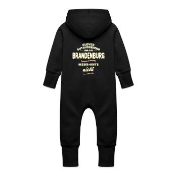 Clever, gutaussehend und aus Brandenburg... - Baby Bio Sweat Overall mit Kapuze - Schwarz - Hinten