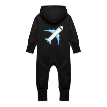 Smiley Plane - Grenouillère à capuche bio en molleton Bébé - noir - Dos