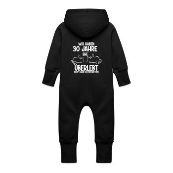 30 Jahre Ehe überlebt Perlen Hochzeit Hochzeitstag - Baby Bio Sweat Overall mit Kapuze - Schwarz - Hinten