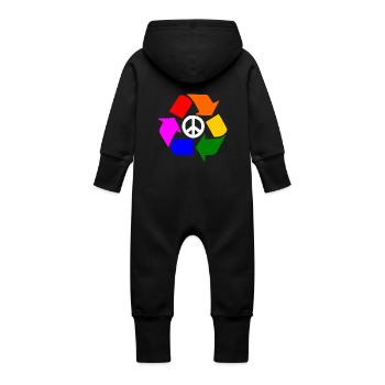 Signe lgbt de paix - signe de paix - Grenouillère à capuche bio en molleton Bébé - vanille - Dos