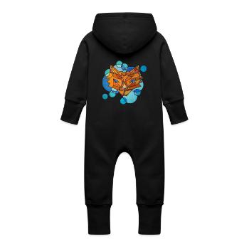 Fox Geometry - Baby Organic Sweat Overalls With Hood - black - Back