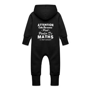 Cette personne peut parler de maths à tout moment - Grenouillère à capuche bio en molleton Bébé - noir - Dos