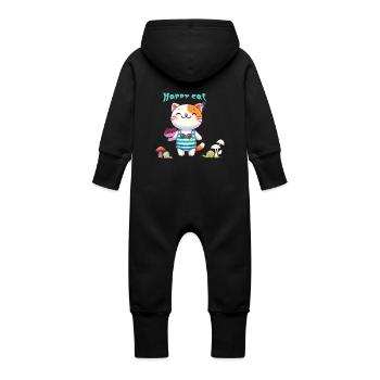 Chat mignon - Grenouillère à capuche bio en molleton Bébé - noir - Dos