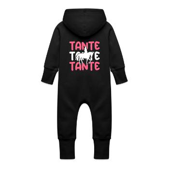 Reiten Tante Pferde - Baby Bio Sweat Overall mit Kapuze - Schwarz - Hinten