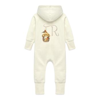 ROBIN - Baby Organic Sweat Overalls With Hood - vanilla - Back
