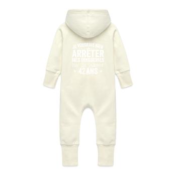 Cadeau 42e Anniversaire Droles 42 ans - Grenouillère à capuche bio en molleton Bébé - vanille - Dos
