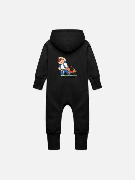 Futur pilote - Grenouillère à capuche bio en molleton Bébé - noir