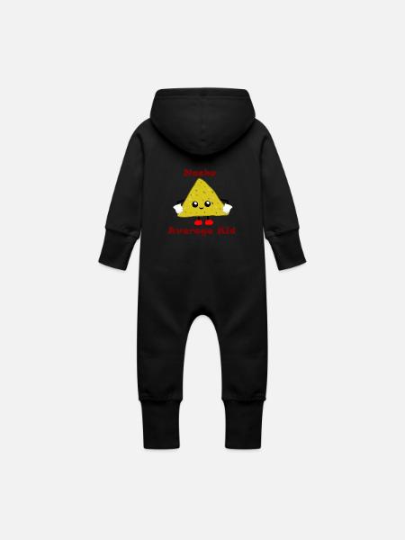 Nacho Average Kid - Baby Organic Sweat Overalls With Hood - black