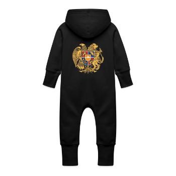 Armenia Emblem - Baby Bio Sweat Overall mit Kapuze - Schwarz - Hinten