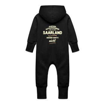 Clever, gutaussehend und aus dem Saarland... - Baby Bio Sweat Overall mit Kapuze - Schwarz - Hinten