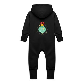 Mon premier Noël / Garçon - Grenouillère à capuche bio en molleton Bébé - noir - Dos