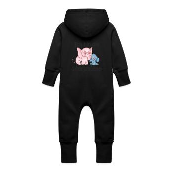 Ich Bin Die Grosse Schwester B - Grenouillère à capuche bio en molleton Bébé - noir - Dos