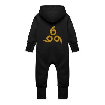 666 Gold - Baby Organic Sweat Overalls With Hood - black - Back