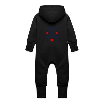 Baby Outfit Young Boys Gift Idea Birth - Baby Organic Sweat Overalls With Hood - black - Back