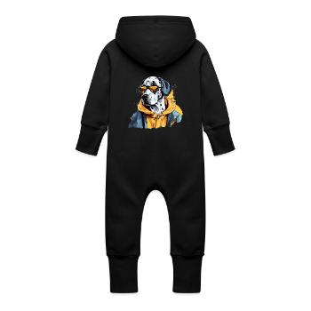 Hero Sketch | Dalmatian Firefighter - Baby Organic Sweat Overalls With Hood - vanilla - Back