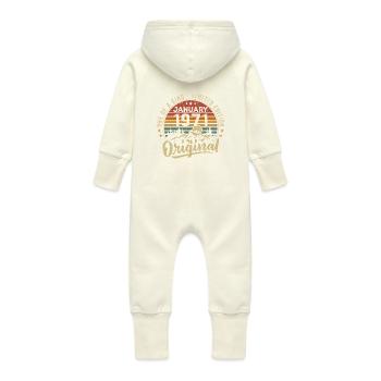 Janvier 1971 | Anniversaire Nées En Janvier 1971 - Grenouillère à capuche bio en molleton Bébé - vanille - Dos