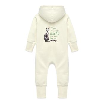 If you don't cat, you don't like me - Baby Organic Sweat Overalls With Hood - vanilla - Back
