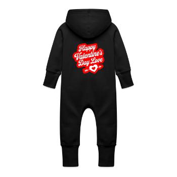 happy valentins days2 - Grenouillère à capuche bio en molleton Bébé - noir - Dos