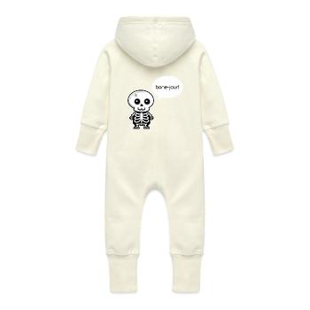 Bon-jour ! - Jeu de mots amusant sur le squelette - Grenouillère à capuche bio en molleton Bébé - vanille - Dos