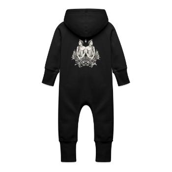 Zwillinge Sternzeichen - Baby Bio Sweat Overall mit Kapuze - Schwarz - Hinten