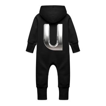 Chrome ,, U " Metallic - Baby Organic Sweat Overalls With Hood - black - Back