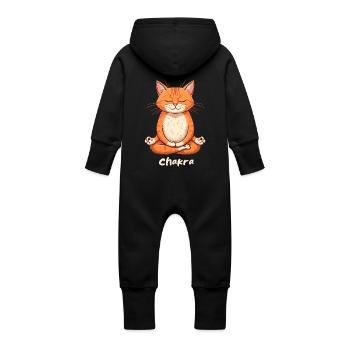 Chakra - Grenouillère à capuche bio en molleton Bébé - noir - Dos