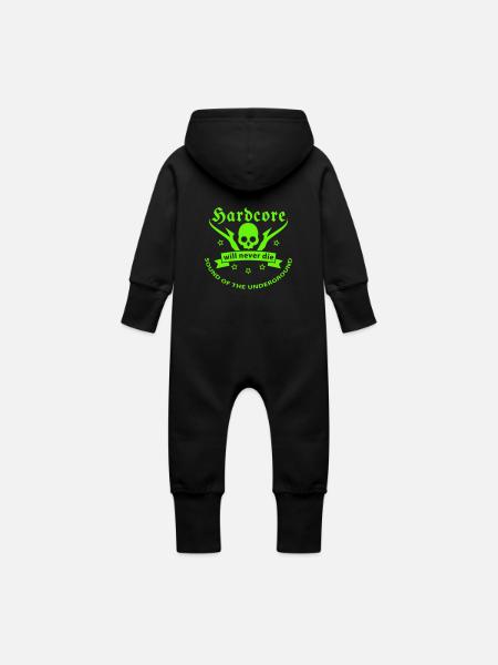 techno - Baby Bio Sweat Overall mit Kapuze - Schwarz