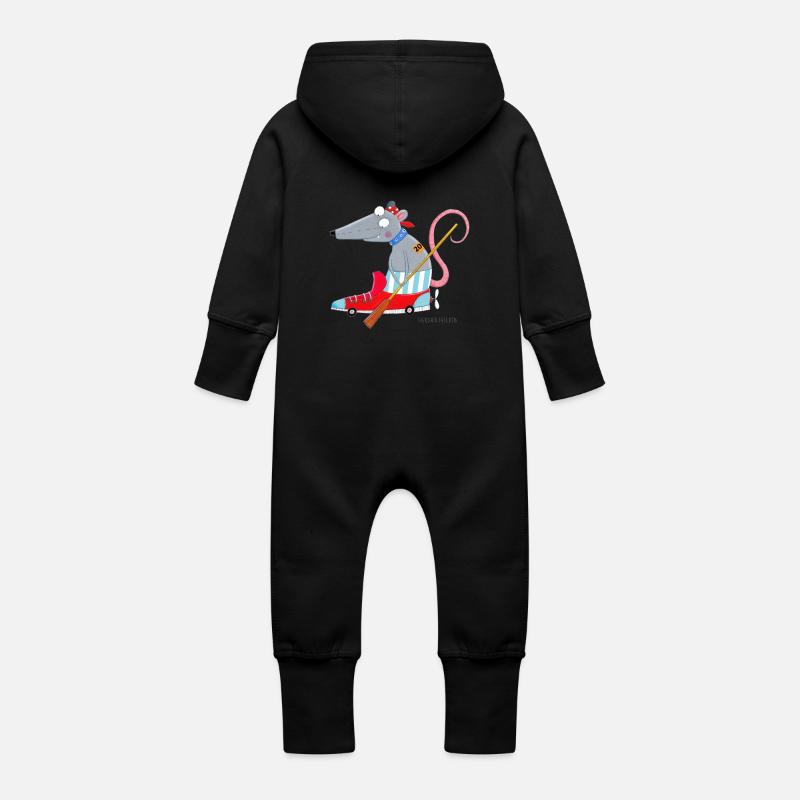 Matze Souris - Grenouillère à capuche bio en molleton Bébé - noir