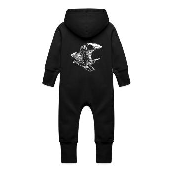 Peregrine Falcon - Kestrel - Falcon in Flight - Baby Organic Sweat Overalls With Hood - black - Back