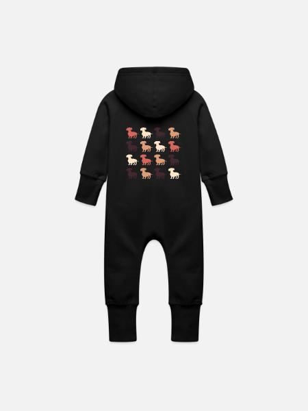 Dackel - Baby Bio Sweat Overall mit Kapuze - Schwarz