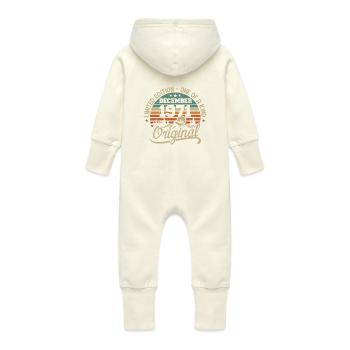 Original Cadeau Anniversaire 54 ans, Décembre 1971 - Grenouillère à capuche bio en molleton Bébé - vanille - Dos