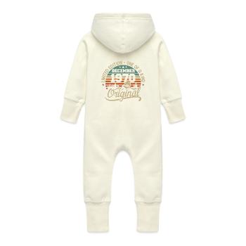 Original 55th Anniversary Gift, December 1970 - Baby Organic Sweat Overalls With Hood - vanilla - Back