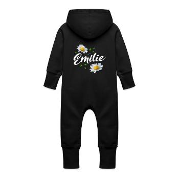 Emilie - Baby Organic Sweat Overalls With Hood - vanilla - Back