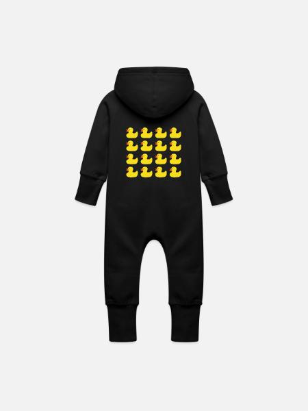 Gummiente - Baby Bio Sweat Overall mit Kapuze - Schwarz