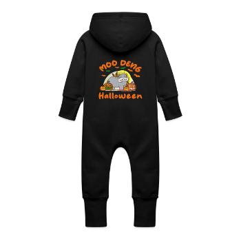 Moo Deng Halloween - Baby Organic Sweat Overalls With Hood - black - Back