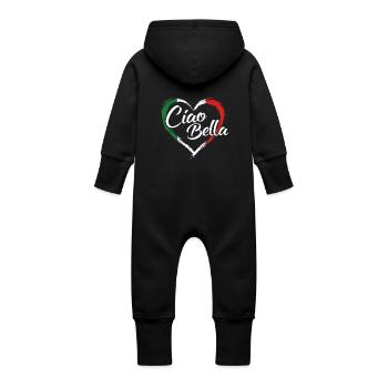 ITALIEN - Grenouillère à capuche bio en molleton Bébé - noir - Dos