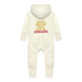 DERRIÈRE LES DIFFICULTÉS, IL DOIT Y AVOIR DES DIFFICULTÉS - Grenouillère à capuche bio en molleton Bébé - vanille - Dos