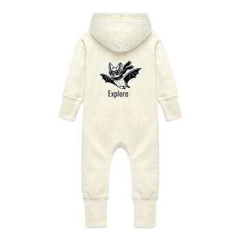 Fliegende Fledermaus mit Brille und Schal - Explore Design - Baby Bio Sweat Overall mit Kapuze - Vanille-Milchshake - Hinten