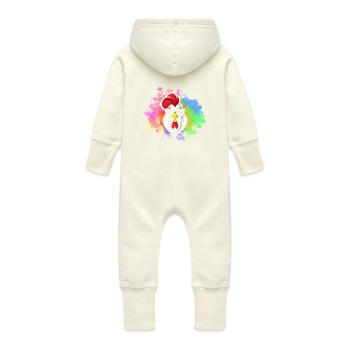 Poulet Coq - Grenouillère à capuche bio en molleton Bébé - vanille - Dos