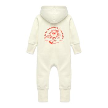 Global warming 2 - Baby Organic Sweat Overalls With Hood - vanilla - Back